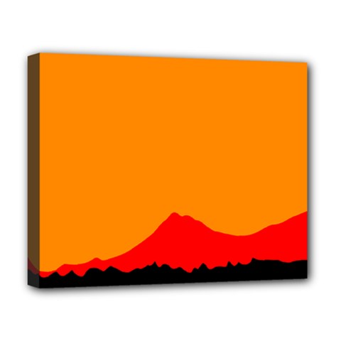 Mountains Natural Orange Red Black Deluxe Canvas 20  X 16   by Mariart