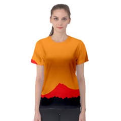 Mountains Natural Orange Red Black Women s Sport Mesh Tee