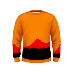 Mountains Natural Orange Red Black Kids  Sweatshirt