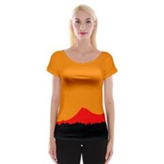Mountains Natural Orange Red Black Cap Sleeve Tops by Mariart