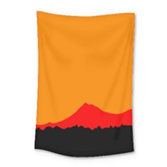 Mountains Natural Orange Red Black Small Tapestry