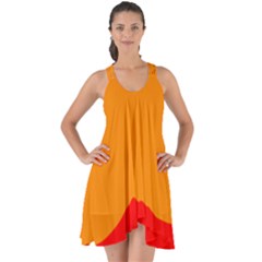 Mountains Natural Orange Red Black Show Some Back Chiffon Dress