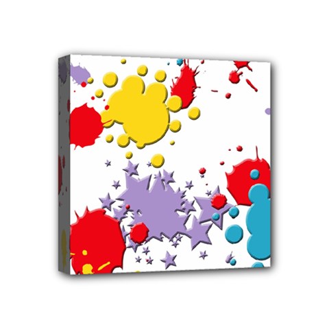 Paint Splash Rainbow Star Mini Canvas 4  X 4 