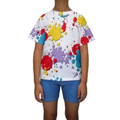 Paint Splash Rainbow Star Kids  Short Sleeve Swimwear by Mariart
