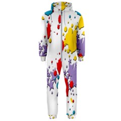 Paint Splash Rainbow Star Hooded Jumpsuit (men)  by Mariart