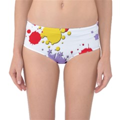 Paint Splash Rainbow Star Mid-waist Bikini Bottoms