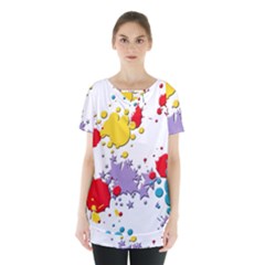 Paint Splash Rainbow Star Skirt Hem Sports Top by Mariart