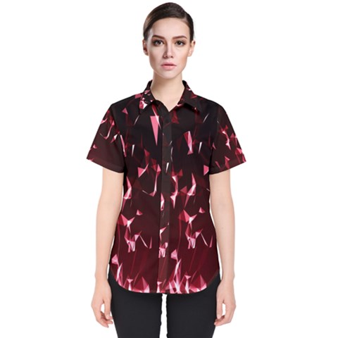 Lying Red Triangle Particles Dark Motion Women s Short Sleeve Shirt by Mariart