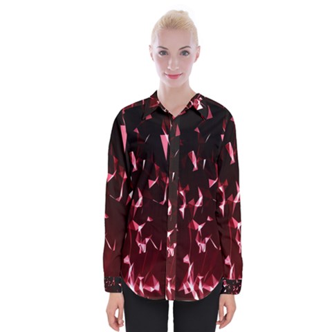 Lying Red Triangle Particles Dark Motion Womens Long Sleeve Shirt by Mariart