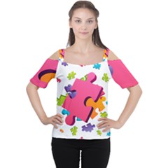 Passel Picture Green Pink Blue Sexy Game Cutout Shoulder Tee