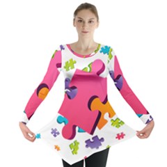 Passel Picture Green Pink Blue Sexy Game Long Sleeve Tunic  by Mariart