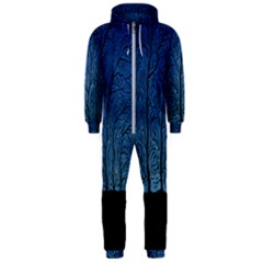 Forest Tree Night Blue Black Man Hooded Jumpsuit (men) 