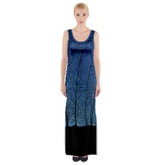 Forest Tree Night Blue Black Man Maxi Thigh Split Dress