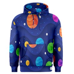 Planet Space Moon Galaxy Sky Blue Polka Men s Pullover Hoodie by Mariart