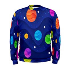 Planet Space Moon Galaxy Sky Blue Polka Men s Sweatshirt by Mariart
