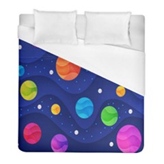 Planet Space Moon Galaxy Sky Blue Polka Duvet Cover (full/ Double Size) by Mariart