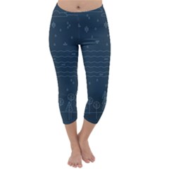 Rain Hill Tree Waves Sky Water Capri Winter Leggings  by Mariart