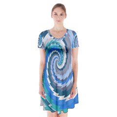 Psycho Hole Chevron Wave Seamless Short Sleeve V-neck Flare Dress by Mariart