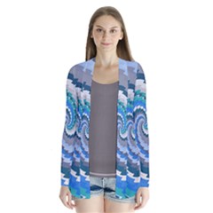 Psycho Hole Chevron Wave Seamless Drape Collar Cardigan