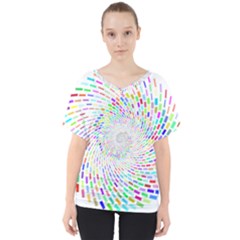 Prismatic Abstract Rainbow V-neck Dolman Drape Top