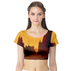 Road Trees Stop Light Richmond Ace Short Sleeve Crop Top