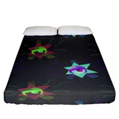 Random Doodle Pattern Star Fitted Sheet (king Size)