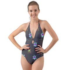 Random Doodle Pattern Star Halter Cut-out One Piece Swimsuit by Mariart