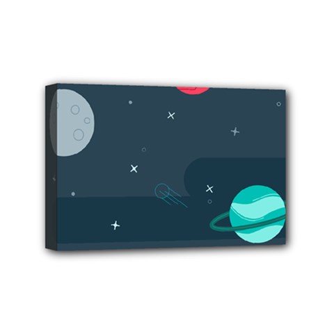 Space Pelanet Galaxy Comet Star Sky Blue Mini Canvas 6  X 4  by Mariart