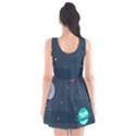 Space Pelanet Galaxy Comet Star Sky Blue Scoop Neck Skater Dress View2