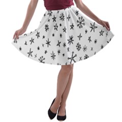 Star Doodle A-line Skater Skirt by Mariart