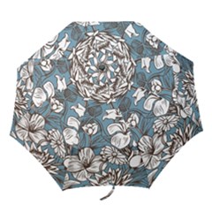 Star Flower Grey Blue Beauty Sexy Folding Umbrellas by Mariart