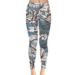 Star Flower Grey Blue Beauty Sexy Leggings  by Mariart