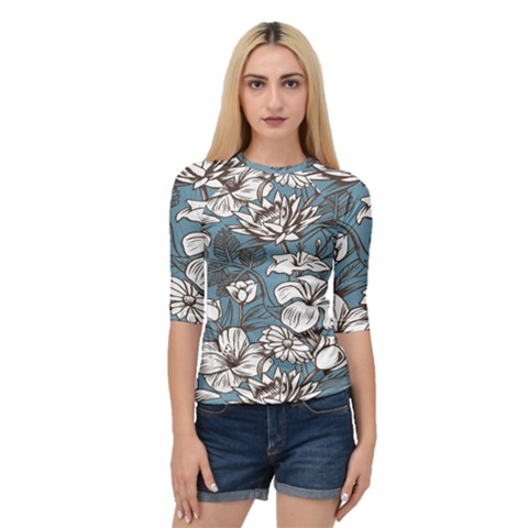 Star Flower Grey Blue Beauty Sexy Quarter Sleeve Raglan Tee by Mariart