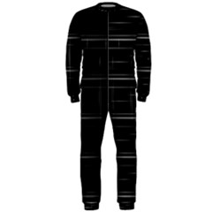 Stripes Black White Minimalist Line Onepiece Jumpsuit (men) 