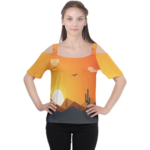 Sunset Natural Sky Cutout Shoulder Tee by Mariart