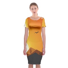 Sunset Natural Sky Classic Short Sleeve Midi Dress by Mariart