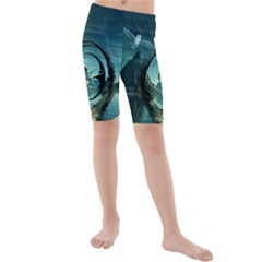 Cute Fairy Dancing On The Moon Kids  Mid Length Swim Shorts by FantasyWorld7