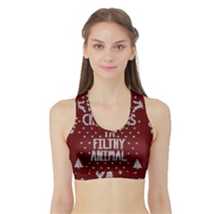 Ugly Christmas Sweater Sports Bra With Border by Valentinaart