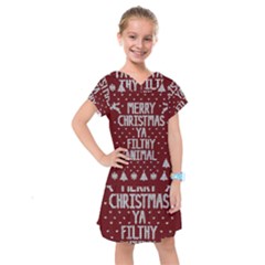 Ugly Christmas Sweater Kids  Drop Waist Dress by Valentinaart