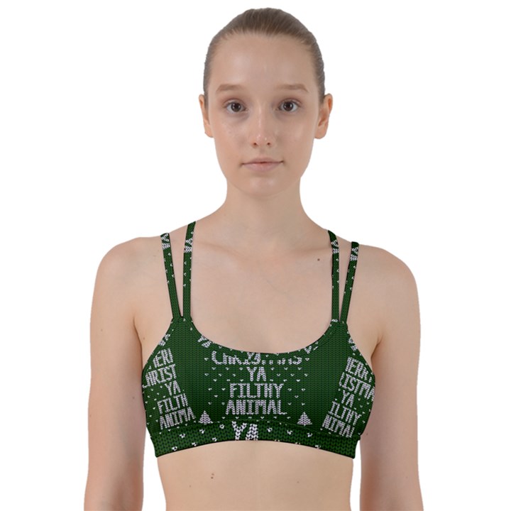 Ugly Christmas Sweater Line Them Up Sports Bra