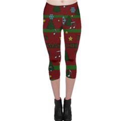 Ugly Christmas Sweater Capri Leggings 