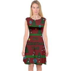 Ugly Christmas Sweater Capsleeve Midi Dress