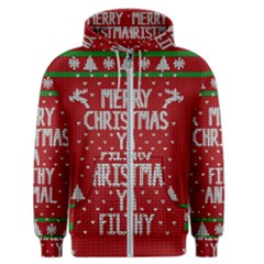 Ugly Christmas Sweater Men s Zipper Hoodie by Valentinaart