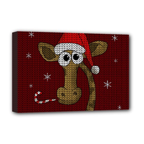 Christmas Giraffe  Deluxe Canvas 18  X 12   by Valentinaart