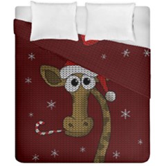 Christmas Giraffe  Duvet Cover Double Side (california King Size) by Valentinaart