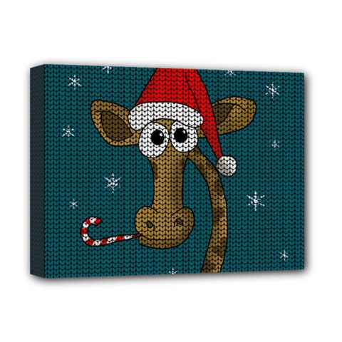 Christmas Giraffe  Deluxe Canvas 16  X 12   by Valentinaart