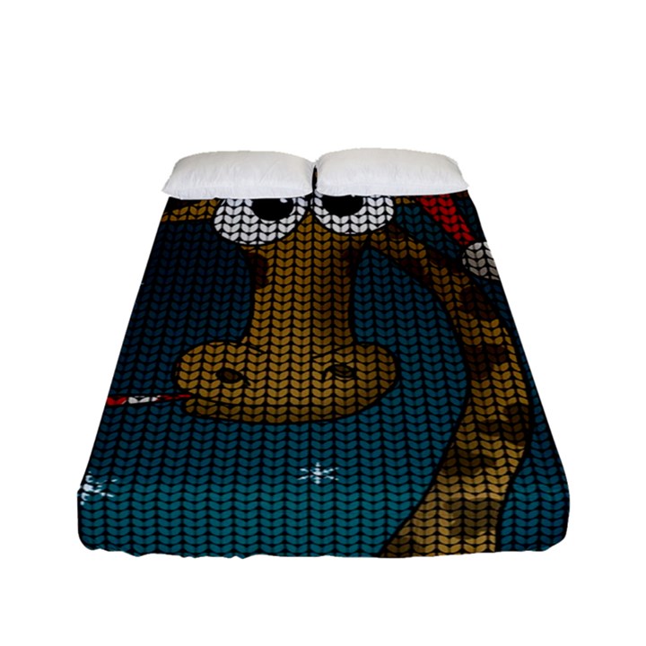 Christmas Giraffe  Fitted Sheet (Full/ Double Size)