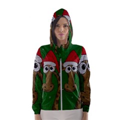 Christmas Giraffe  Hooded Wind Breaker (women) by Valentinaart