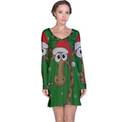 Christmas Giraffe  Long Sleeve Nightdress by Valentinaart