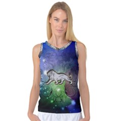 Wonderful Lion Silhouette On Dark Colorful Background Women s Basketball Tank Top by FantasyWorld7